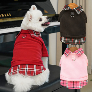 Manteau en polaire à carreaux pour chiens et chats, vêtements d'automne et d'hiver, design mignon, vêtements pour petits chiens et chats, couleurs rouge, rose, noir disponibles - Product Image 1