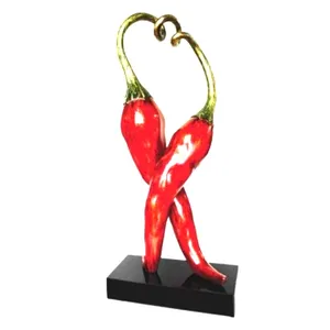 树脂火红色抽象情侣辣椒艺术雕塑