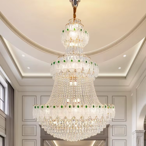 <span class=keywords><strong>Grand</strong></span> lustre en cristal haut de gamme de luxe pour le salon plafond en verre Villa duplex maison auto-construite lumière de luxe à mi-étage - Product Image 1