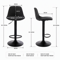 Tabouret de bar de cuisine nordique de luxe à dossier haut, marron, blanc, noir, chaises de bar modernes en cuir pas cher avec pieds en métal revêtu de poudre