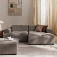 Canapé d'angle minimaliste en tissu rembourré, moderne, modulaire, en forme de L, trois places, avec mousse haute résilience, pour hôtel, villa, salon