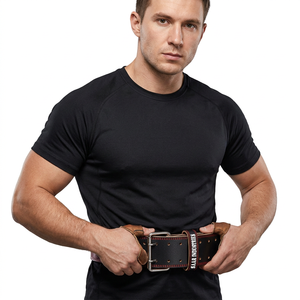 Ceinture de musculation en cuir robuste personnalisable avec boucle, équipement de fitness unisexe, réglable, antidérapante, avec logo personnalisable - Product Image 1