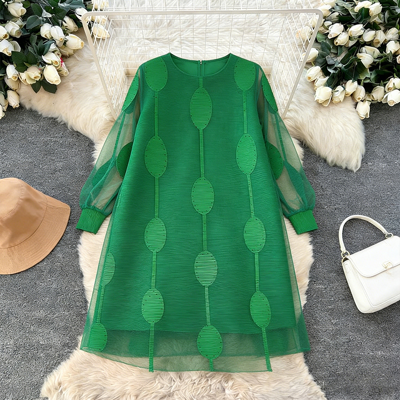 green emerald velvet dress Bunaai Parrot Green Pompom Dress