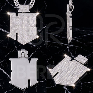 Gra Certified VVS Moissanite 3D Letter Name <b>Pendant</b> Hip Hop Style Custom Round Diamond Iced Out <b>Initial</b> <b>Pendant</b> Fine Jewelry - Product Image 2