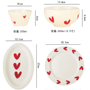 Cangkir Teh Kopi Keramik Bentuk Hati Lukis Tangan Merah Unik Lucu 300ml dengan Logo Kustom dan Piring untuk Hadiah Hari Valentine - Product Image 6