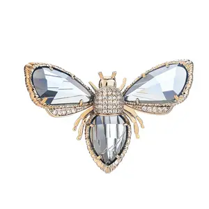 Luxus Designer Broschen Schmuck Große Aussage Blaue Kristall Broschen Bienen brosche Für Frauen