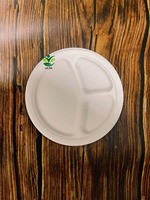 Haute qualité 100% écologique 9 pouces 3 compartiments assiette canne à sucre bagasse vaisselle biodégradable