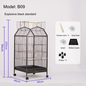 Haddeleme tekerlekler ve geniş aktivite alanı ile Modern tarzı parametreleri için büyük Metal kuş CageDouble-Roof evcil hayvan kafesi - Product Image 5