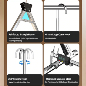 Funktionale <span class=keywords><strong>3</strong></span>/4/5 Zahnräder 2 Stangen Edelstahl-Wäsche trockner Ausziehbarer und faltbarer Haken typ für den Heim balkon - Product Image 6