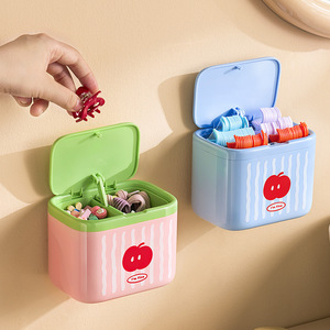 Automatic Lifting Cotton Swab <b>Box</b> With Partitions Wall Mounted Storage Bin For <b>Makeup</b> Pads Hair Ties Desktop Organizer - Product Image 4