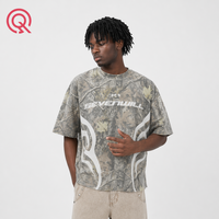 T-shirts pour hommes personnalisés, 100% coton américain, respirants, imprimés camouflage sur toute la surface, impression graphique, coupe courte, style boxy