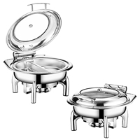 Convient aux cuisines d'hôtel, aux buffets du petit-déjeuner, aux banquets de mariage et aux buffets, chauffe-plats électrique hydraulique rond de 6 L pour alcool et aliments