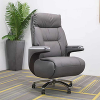 Chaise de bureau de direction moderne de haute qualité, luxueuse et contemporaine, en cuir et en maille, avec hauteur réglable et base coulissante