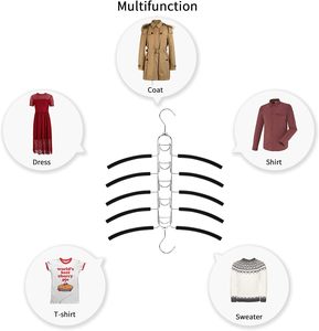 5 1 Anti Slip Magic Metal Hangers 2 Pack Heavy Duty Plastic Clothes Hangers Space Saver Multi-Layer Wardrobe <b>Rack</b> - Product Image 6