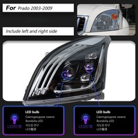 Para Toyota Prado LC120 FJ120 2003-2009, Conjunto de Faros Delanteros LED con Proyector y Luz Diurna Secuencial de Triple Franja, Actualización