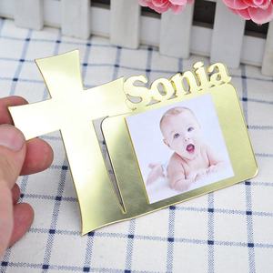 Luz oro plata espejo acrílico grabado nombre logo bebé Primera Comunión bautismo Cruz <span class=keywords><strong>marcos</strong></span> de fotos - Product Image 2