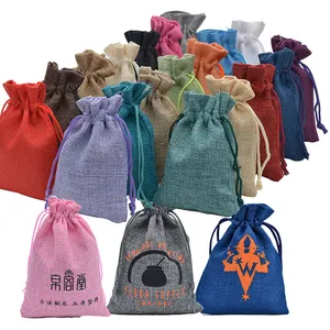 2022 Mini sac à bijoux éco populaire, pochette en jute, sac à cordon de serrage avec logo, nouvelle collection