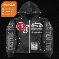 Blouson à capuche personnalisé OEM pour homme 100% coton délavé à l'acide, fermeture éclair intégrale, écologique, anti-plis, coupe oversize, style Y2K Street