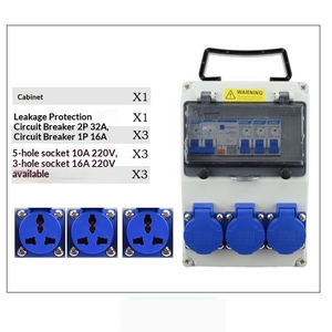 กล่องจ่ายไฟพร้อมเต้ารับ 3x10A เบรกเกอร์ 3x1P16A รีเลย์ป้องกันไฟรั่ว 2P32A 220V สำหรับงานก่อสร้าง - Product Image 2