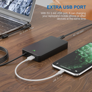อะแดปเตอร์แปลงไฟแบบบาง 90W สำหรับแล็ปท็อป รองรับแรงดันไฟฟ้า 15-20V พร้อมพอร์ต PD USB ใช้ได้กับ HP Lenovo Dell ASUS Acer <span class=keywords><strong>Samsung</strong></span> Sony Toshiba 16 หัวต่อ - Product Image 3