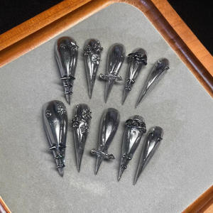 Griffes de dragon courtes noires translucides, griffes de loup, griffes de bête, pour convention de bande dessinée, cosplay, tournage de <span class=keywords><strong>film</strong></span>, faites à la main, en ABS, couverture complète - Product Image 2