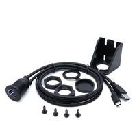 Adaptador de Doble Puerto USB para Montaje Empotrado en el Tablero del Automóvil, Panel de Control con Doble Puerto USB 3.0, Macho a Hembra, Tipo C, Cables de Carga para Montaje en Panel