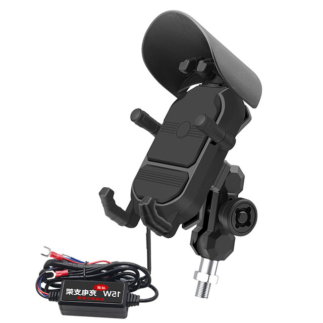 Waterproof & Anti-Vibration Carbon Fiber 15W Fast Wireless Charger Motorcycle/Electric Vehicle Phone Navigation Mount