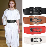 SAIJE – ceinture élastique en tissu pour femme, 6cm de large, avec boucle en métal, à la mode, pour l'hiver et l'été