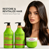 Paket Perawatan Rambut Herbal Bunga Kaktus Private Label, Kondisioner, Krim Perawatan Intensif, Perbaikan Rambut, Kualitas Salon