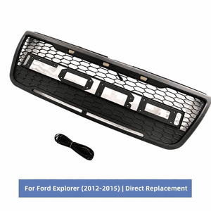 Grille de pare-chocs avant LED Car Explorer, maille noire mate en nid d'abeille avec éclairage pour <span class=keywords><strong>Ford</strong></span> Explorer 2012-2015, kits de carrosserie extérieure - Product Image 4