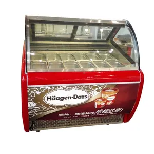 Commercial Ice Cream Soft จอแสดงผลตู้เย็นตู้แช่แข็ง Counter Top Display ตู้โชว์