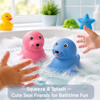 Jouets de bain en gros en vrac : Chiens de mer en caoutchouc souples, jouets aquatiques à presser et à pulvériser pour enfants