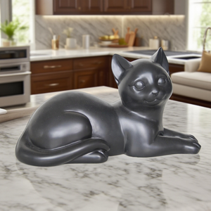 Figura Decorativa de Gato Acogedor <span class=keywords><strong>en</strong></span> Resina Negra Mate, Escultura Artística Moderna para Interiores y Exteriores, Adorno Artesanal para el Hogar - Product Image 4