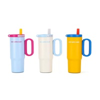 TG- Ice-Brew Mug isotherme sous vide en acier inoxydable 316, 25oz, avec poignée et paille, couleurs macaron, pour filles, modèle international