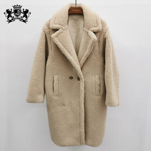 गर्म बिक्री वास्तविक मेमने फर शेपस्किन लंबे कोट महिलाओं/महिलाओं की भेड़ की त्वचा शियरलिंग - Product Image 1