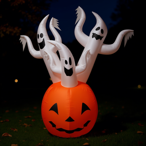 Decoración inflable de Halloween con forma de calabaza fantasma para exteriores de 5.9 pies con luces LED integradas para decoración de jardín, patio y césped. - Product Image 2