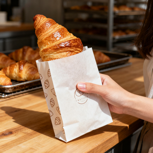 Sacs d'emballage en papier blanc anti-graisse personnalisés de qualité alimentaire Bandes en papier pour biscuits Hamburger Croissant Pain - Product Image 1
