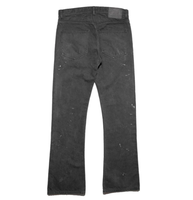 SOOREE Pantalon de travail pour homme gris rétro usé, détails de réparation avec patchs cousus main, ourlet effiloché brut, coupe courte, jambe large, décontracté, personnalisé