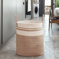 Panier de rangement moderne surdimensionné en corde de coton tressée, écologique, durable, multifonctionnel, gain de place, avec poignée, forme cylindrique
