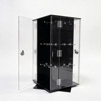 Vitrine d'exposition en acrylique avec éclairage LED pour accessoires mobiles, présentoir rotatif à 360° pour bijoux et boucles d'oreilles