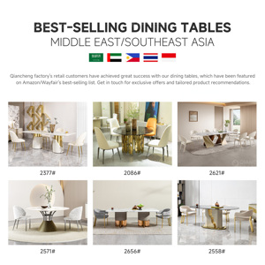 QIANCHENG中国oem高級家庭用家具サプライヤー白い人工大理石トップダイニングルームテーブルセット椅子付き - Product Image 3