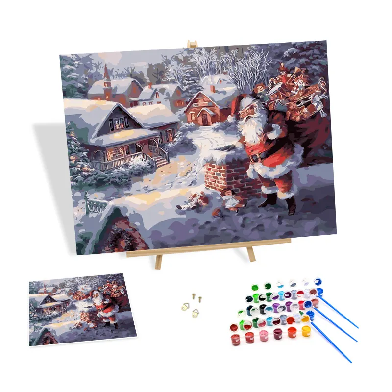 Pintura A Óleo Digital Pintura Por Números Neve Noite Papai Noel Pintura Acrílica Por Números Lona Crianças Para Venda Decoração De Casa