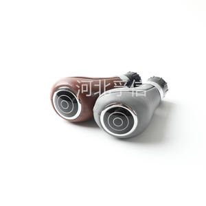 Pommeau de levier de vitesse automatique Mercedes-Benz en cuir marron et gris, ajustement ergonomique, grande ouverture de 14 mm, petite ouverture de 8 mm - Product Image 1