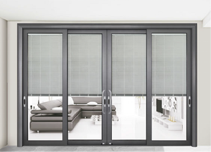 Aluminium Heavy Duty Big Panel <b>Sliding</b> <b>Door</b> Entrance <b>Doors</b> Residential <b>Doors</b> Wooden Grain Glass Graphic Design Stainless Steel - Product Image 4
