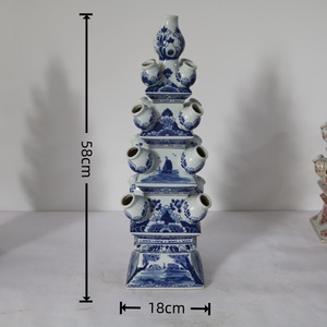 Vase Pagode Tulipière à Plusieurs Becs en Céramique Peint à la Main Bleu <span class=keywords><strong>Delft</strong></span>, Tour de Fleurs à Plusieurs Niveaux, Décoration d'Intérieur - Product Image 2