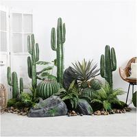Mur végétal artificiel en pot, résistant aux UV, fleurs décoratives, couronnes et plantes, fausse décoration, grand cactus artificiel en pot