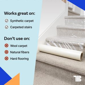 <span class=keywords><strong>Film</strong></span> de protection souple en polyéthylène TapeManBlue pour tapis, rouleau de 36 po x 200 pi, auto-adhésif, usage artisanal, durable, retrait facile, déroulage facile - Product Image 6