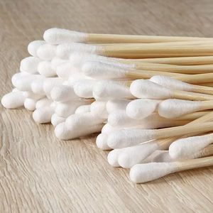 Hisopos de algodón de doble punta Haishi Hainuo, con varillas de bambú, puntas redondeadas, algodón absorbente de alta calidad, desechables, para uso doméstico. - Product Image 1