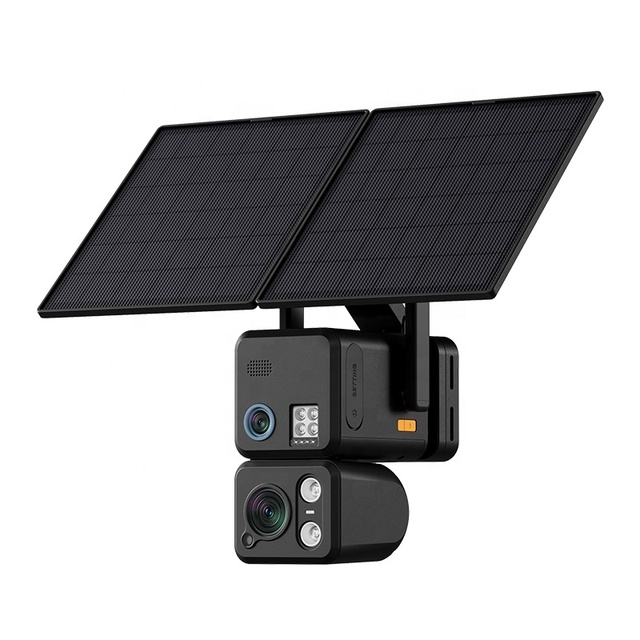 Solar Powered Dual Lens 4G WIFI 10X Optical Zoom Pan-Tilt Wide-Angle Bullet Camera CMOS IP66 Waterproof Built-in Cloud