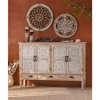 Armoire haute en bois antique de style ferme blanche rustique meubles en bois décor à la maison armoires de rangement avec portes et tiroir